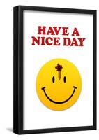 Have a Nice Day Smiley Face with Bullet Hole Art Print Poster-null-Framed Poster