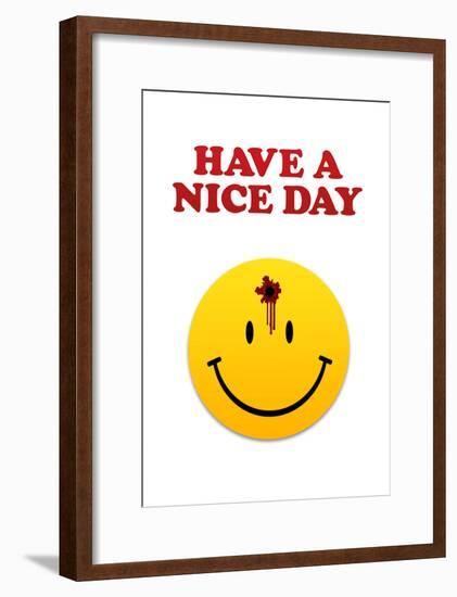 Have a Nice Day Smiley Face with Bullet Hole Art Print Poster-null-Framed Poster