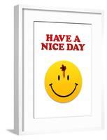Have a Nice Day Smiley Face with Bullet Hole Art Print Poster-null-Framed Poster