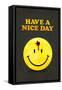 Have a Nice Day Smiley Face with Bullet Hole Black Art Print Poster-null-Framed Stretched Canvas