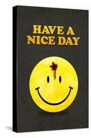 Have a Nice Day Smiley Face with Bullet Hole Black Art Print Poster-null-Stretched Canvas