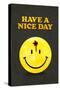 Have a Nice Day Smiley Face with Bullet Hole Black Art Print Poster-null-Stretched Canvas