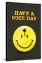 Have a Nice Day Smiley Face with Bullet Hole Black Art Print Poster-null-Stretched Canvas