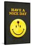 Have a Nice Day Smiley Face with Bullet Hole Black Art Print Poster-null-Framed Poster