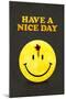 Have a Nice Day Smiley Face with Bullet Hole Black Art Print Poster-null-Mounted Poster