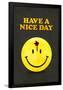 Have a Nice Day Smiley Face with Bullet Hole Black Art Print Poster-null-Framed Poster