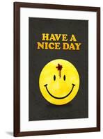 Have a Nice Day Smiley Face with Bullet Hole Black-null-Framed Art Print