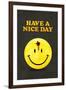 Have a Nice Day Smiley Face with Bullet Hole Black-null-Framed Art Print