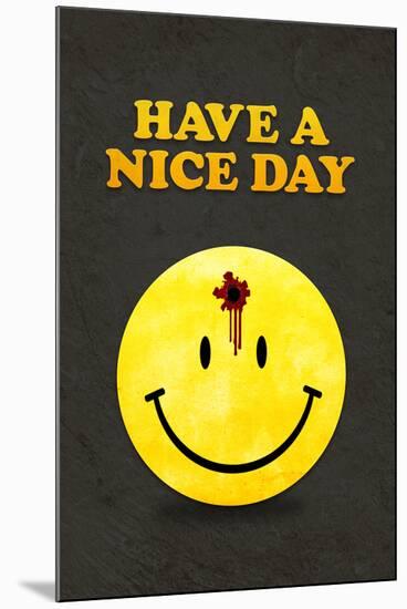 Have a Nice Day Smiley Face with Bullet Hole Black-null-Mounted Art Print