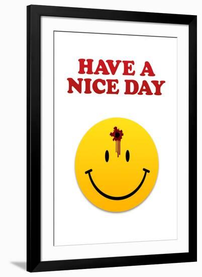 Have a Nice Day Smiley Face with Bullet Hole-null-Framed Art Print