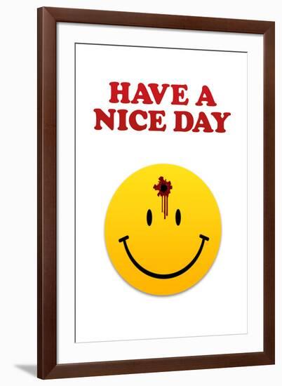 Have a Nice Day Smiley Face with Bullet Hole-null-Framed Art Print