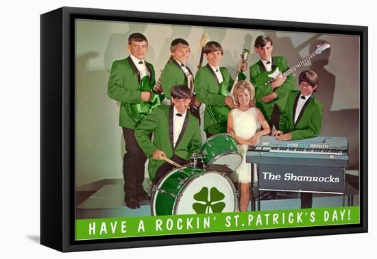 Have a Rockin St. Patricks Day, School Rock Band-null-Framed Stretched Canvas