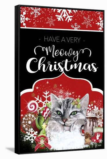 Have a Very Meowy Christmas - Flag Sign-Sheena Pike Art And Illustration-Framed Stretched Canvas