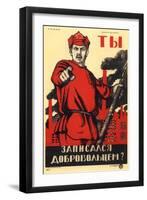 Have You Volunteered for the Red Army?, Soviet Agitprop Poster, 1920-Dmitriy Stakhievich Moor-Framed Giclee Print