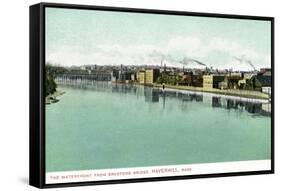 Haverhill, Massachusetts - Bradford Bridge View of the Waterfront-Lantern Press-Framed Stretched Canvas