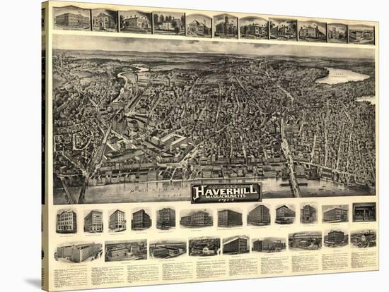 Haverhill, Massachusetts - Panoramic Map-Lantern Press-Stretched Canvas