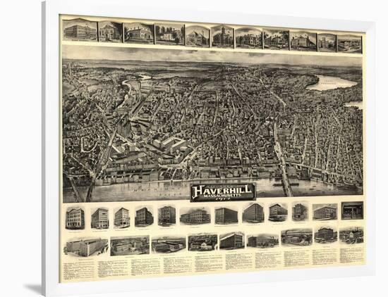 Haverhill, Massachusetts - Panoramic Map-Lantern Press-Framed Art Print