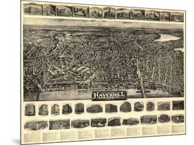 Haverhill, Massachusetts - Panoramic Map-Lantern Press-Mounted Art Print