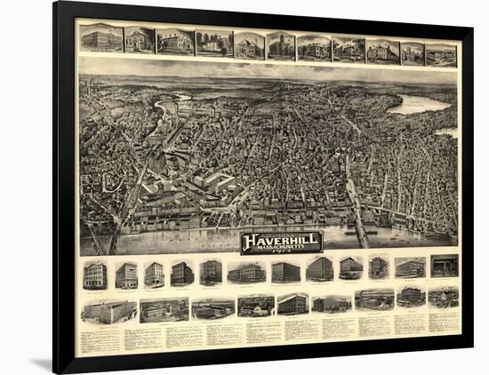 Haverhill, Massachusetts - Panoramic Map-Lantern Press-Framed Art Print