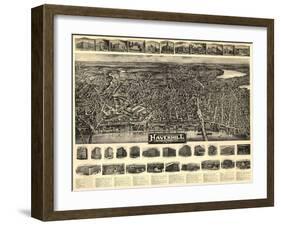 Haverhill, Massachusetts - Panoramic Map-Lantern Press-Framed Art Print