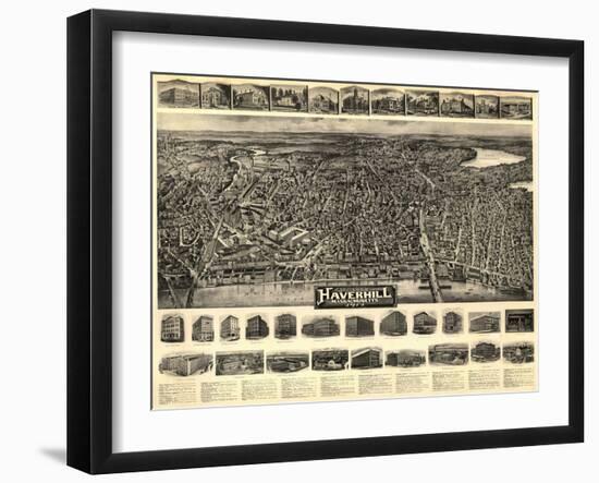 Haverhill, Massachusetts - Panoramic Map-Lantern Press-Framed Art Print