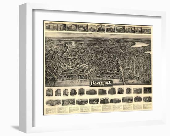 Haverhill, Massachusetts - Panoramic Map-Lantern Press-Framed Art Print