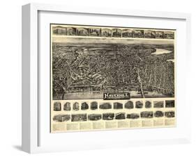 Haverhill, Massachusetts - Panoramic Map-Lantern Press-Framed Art Print