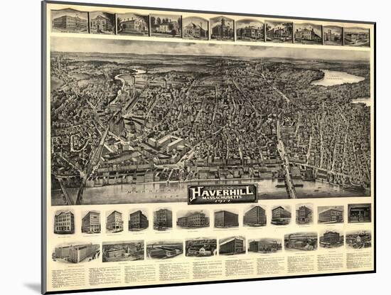 Haverhill, Massachusetts - Panoramic Map-Lantern Press-Mounted Art Print