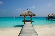 Beautiful Beach with Water Bungalows at Maldives-haveseen-Photographic Print