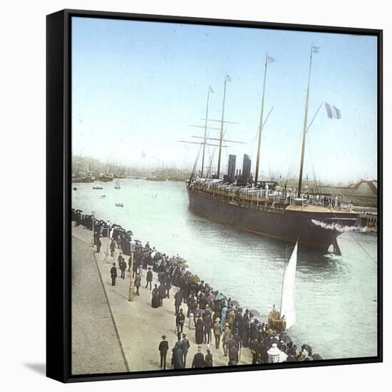 Havre (the Maritime Seine), the Pier, Trans-Atlantic Ship Entering the Port-Leon, Levy et Fils-Framed Stretched Canvas