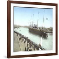 Havre (the Maritime Seine), the Pier, Trans-Atlantic Ship Entering the Port-Leon, Levy et Fils-Framed Photographic Print