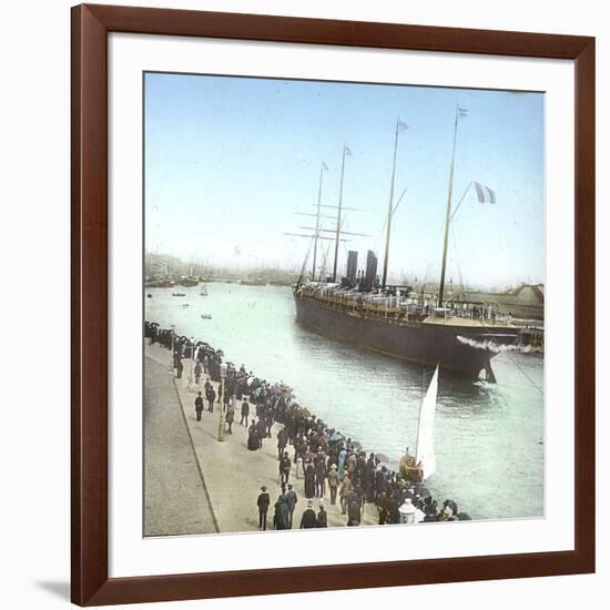 Havre (the Maritime Seine), the Pier, Trans-Atlantic Ship Entering the Port-Leon, Levy et Fils-Framed Photographic Print