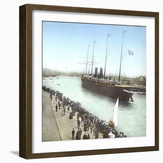 Havre (the Maritime Seine), the Pier, Trans-Atlantic Ship Entering the Port-Leon, Levy et Fils-Framed Photographic Print