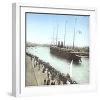 Havre (the Maritime Seine), the Pier, Trans-Atlantic Ship Entering the Port-Leon, Levy et Fils-Framed Photographic Print