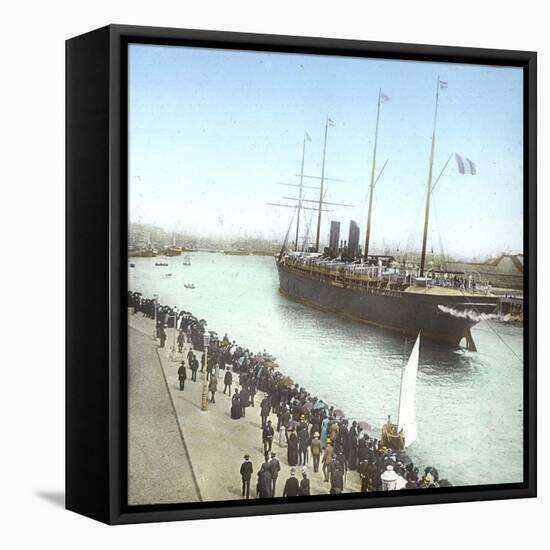 Havre (the Maritime Seine), the Pier, Trans-Atlantic Ship Entering the Port-Leon, Levy et Fils-Framed Stretched Canvas