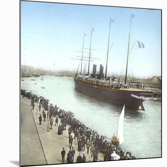 Havre (the Maritime Seine), the Pier, Trans-Atlantic Ship Entering the Port-Leon, Levy et Fils-Mounted Photographic Print