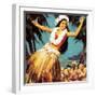 Hawaian Girl Dancing-English School-Framed Giclee Print