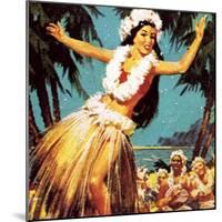 Hawaian Girl Dancing-English School-Mounted Giclee Print