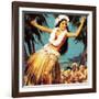 Hawaian Girl Dancing-English School-Framed Giclee Print