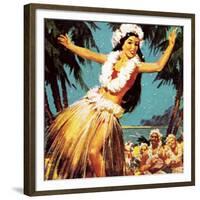 Hawaian Girl Dancing-English School-Framed Giclee Print