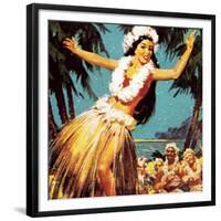 Hawaian Girl Dancing-English School-Framed Giclee Print