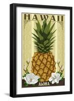 Hawaii - Aloha - Colonial Pineapple-Lantern Press-Framed Art Print