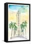 Hawaii - Aloha Tower Greetings and Palms-M. Bleichner-Framed Stretched Canvas