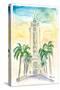 Hawaii - Aloha Tower Greetings and Palms-M. Bleichner-Stretched Canvas
