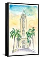 Hawaii - Aloha Tower Greetings and Palms-M. Bleichner-Framed Stretched Canvas