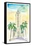 Hawaii - Aloha Tower Greetings and Palms-M. Bleichner-Framed Stretched Canvas