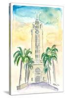 Hawaii - Aloha Tower Greetings and Palms-M. Bleichner-Stretched Canvas