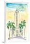 Hawaii - Aloha Tower Greetings and Palms-M. Bleichner-Framed Art Print