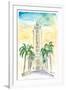 Hawaii - Aloha Tower Greetings and Palms-M. Bleichner-Framed Art Print