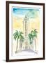 Hawaii - Aloha Tower Greetings and Palms-M. Bleichner-Framed Art Print